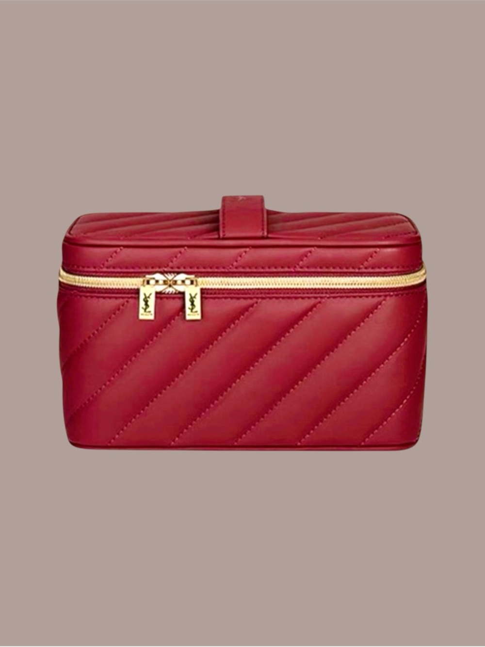 Red YSL Beauty (Faux-Leather) Tufted Large Vanity Case